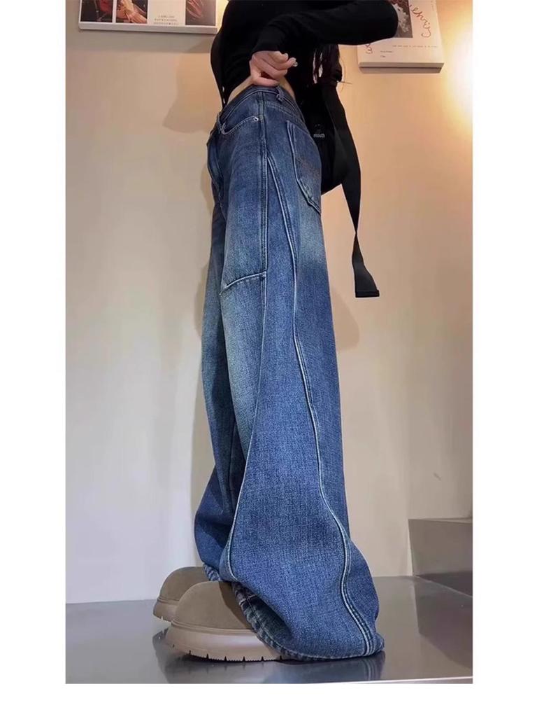2026 Spring Plus Size Wide-Leg Jeans for Pear-Shaped Women - Floor-Length, Loose and Slimming Design