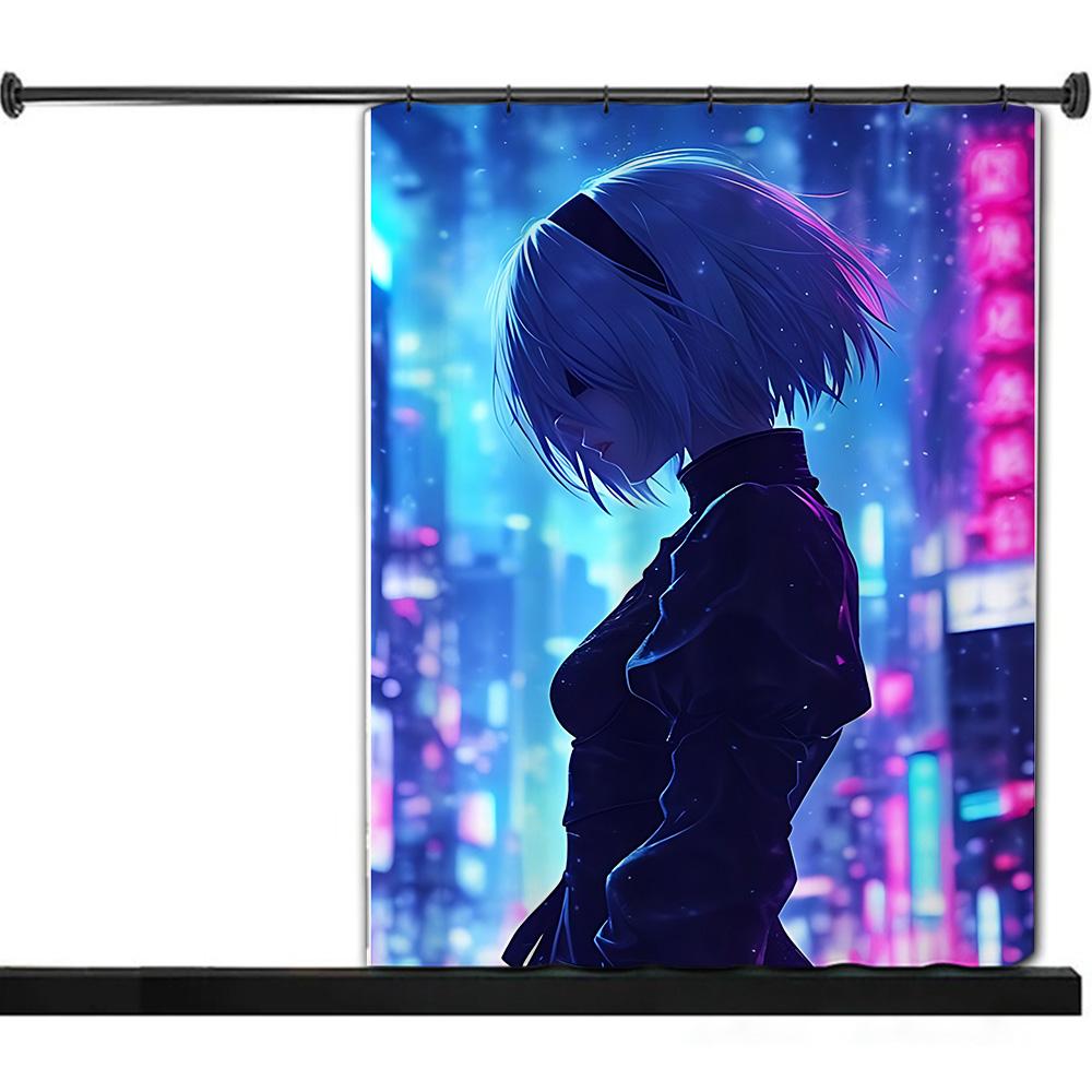 Shower Curtain Waterproof Polyester Fabric Paint Colorful Curtains Adventure Game Nier Automatas Home Bathroom Decor With Hook