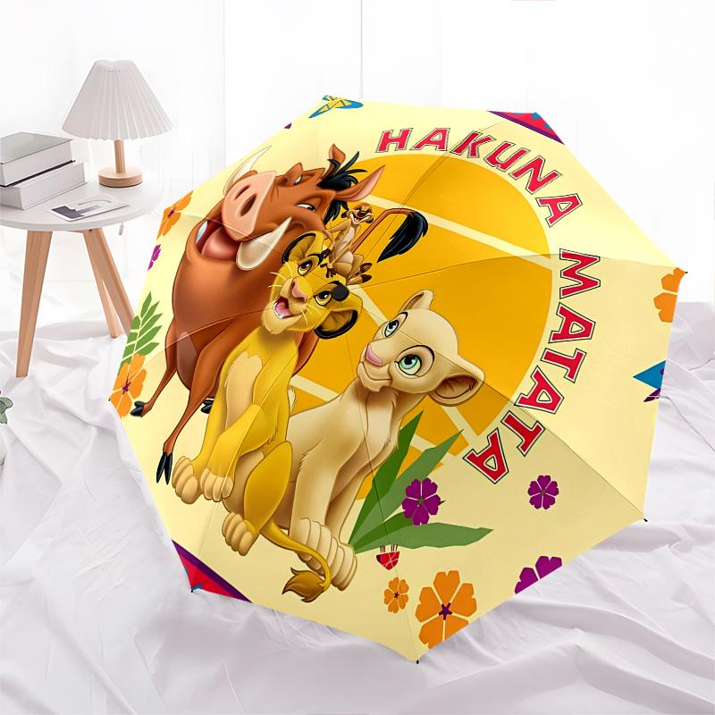 1 Auto Open Lion King Characters Themed Colorful 8-rib Portable Umbrella for Men and Women, A Compact Commuting Companion Suitable for Daily