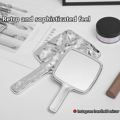 Portable Travel Water Ripple Electroplate Handheld Makeup Mirror Clear High Quality Beauty Tools