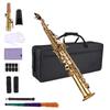 Soprano Sax Straight Saxophone Brass Bb B Flat Woodwind Instrument for Student Beginner Professional Natural Shell Key