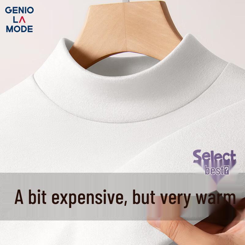 GENIOLAMODE Men s Fleece Lined Half-High Collar Long Sleeve T-Shirt M