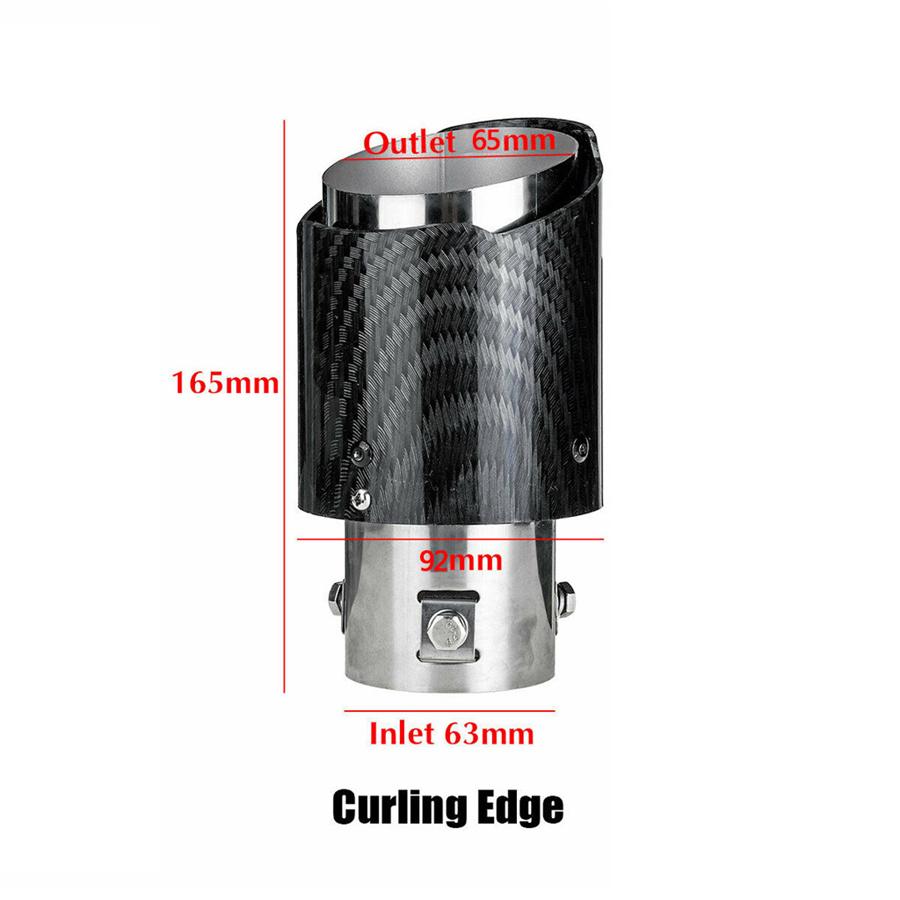 35-61mm Einlass Carbonfaser-Look Auto Auspuff Schalldämpfer Rohrabdeckung mit rotem LED-Licht