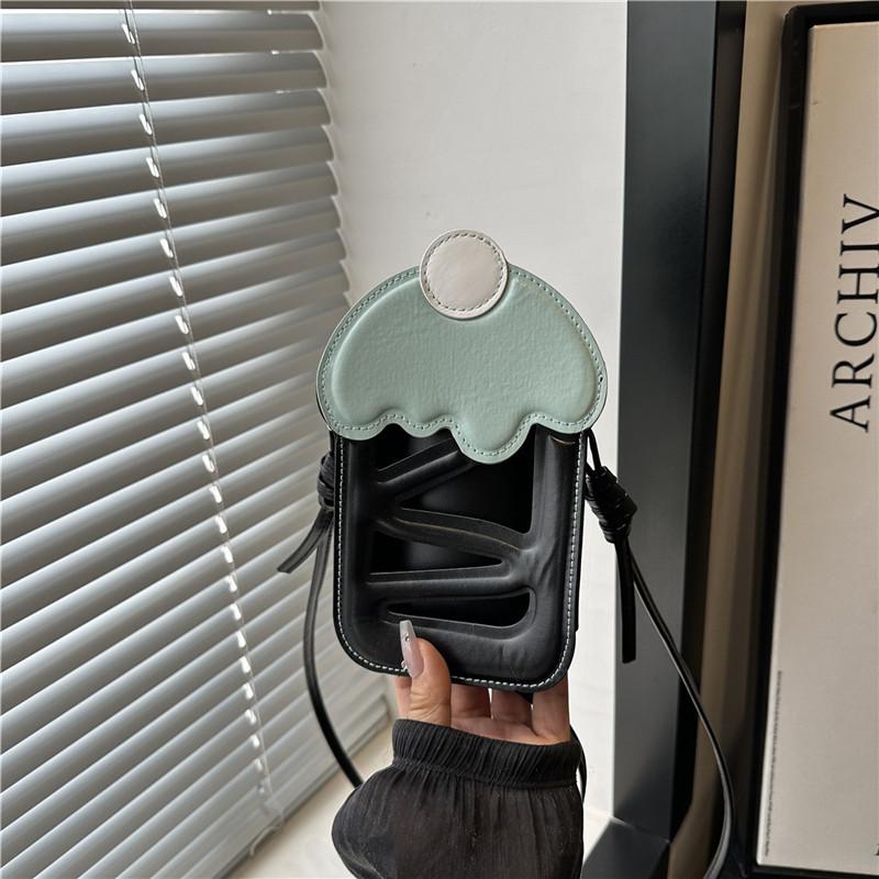 

High value niche design sense beautiful contrasting color shoulder messenger bag new sweet vertical mobile phone bag women s bag чорний