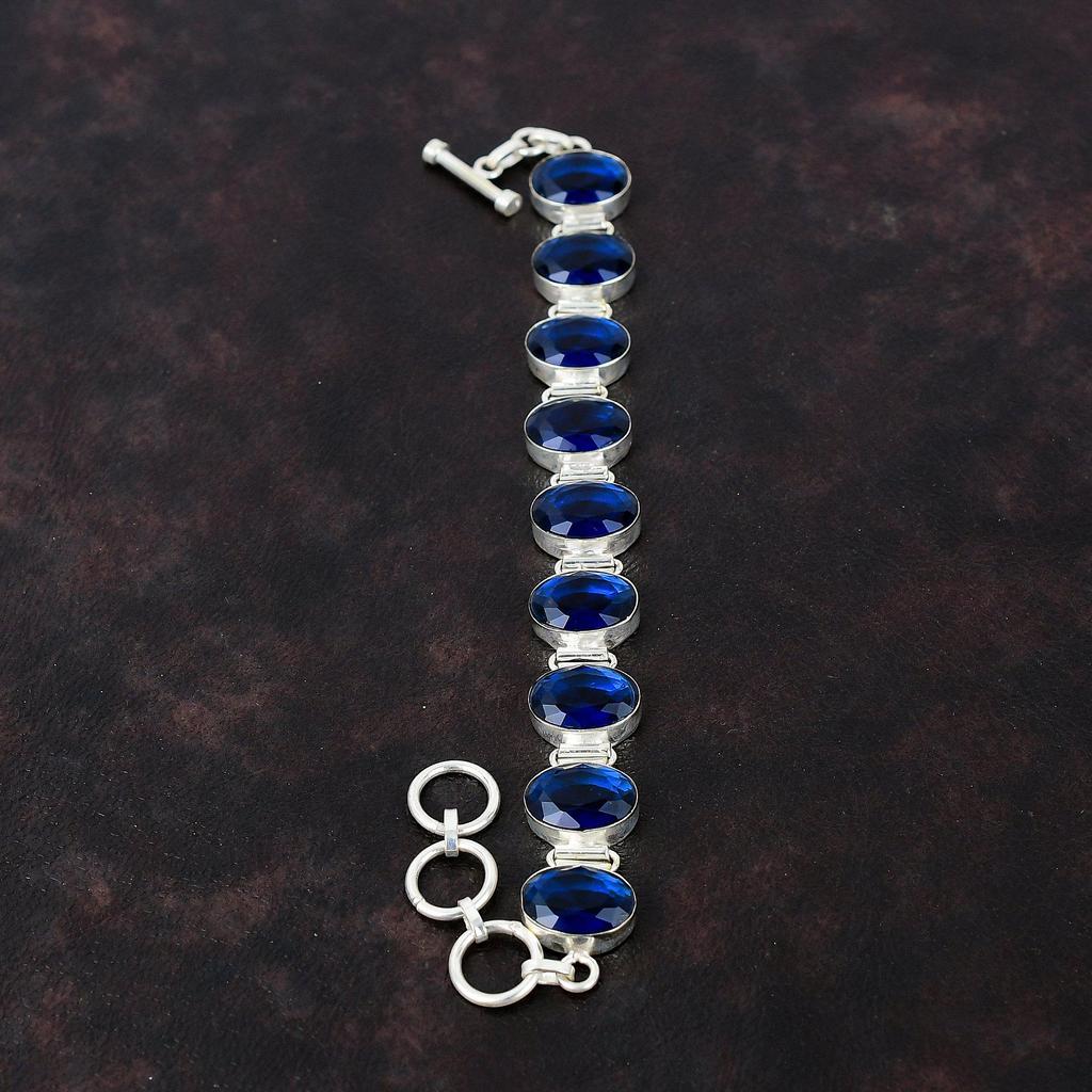 Faceted Tanzanit Quartz náramek Šperky z pravého drahokamu 925 Sterling Silver Náramek Nastavitelný řetízkový náramek Ručně vyrobený šperk Dárek pro maminku