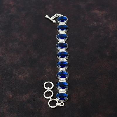 Pulseira de quartzo tanzanita facetada, joias com pedras preciosas reais, pulseira de prata esterlina 925, pulseira de corrente ajustável, joias artesanais, presente para a mãe