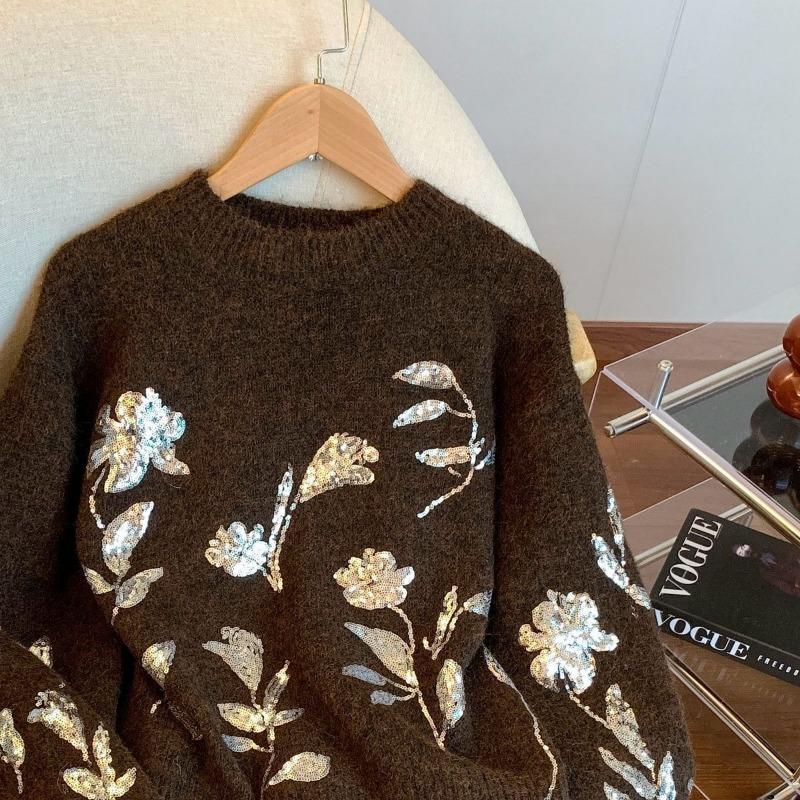 Wool Sweater for Women Autumn Winter Thickened Pullover Warm Knitted Stretchy Long Sleeve Oversize Jumper Tops