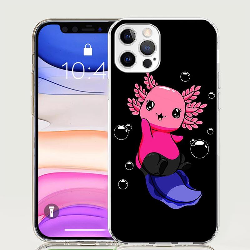Cute Axolotl Kawaii Phone Case For iPhone 17 Air 16 15 Plus 11 14 Pro Max 13 Mini 12 7 8 + SE Pattern Art Customized Cover 17 Ai