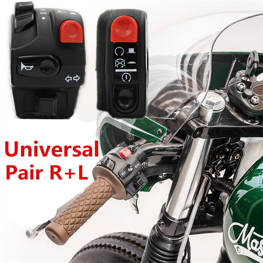 Universal Pair Classic Motorcycle Start Kill Horn Hazard Light Headlight Switch Power 12V