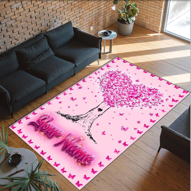 Valentine Love Theme Crystal Velvet Rug Personalized Custom Name Text Soft Floor Mat Home Decor