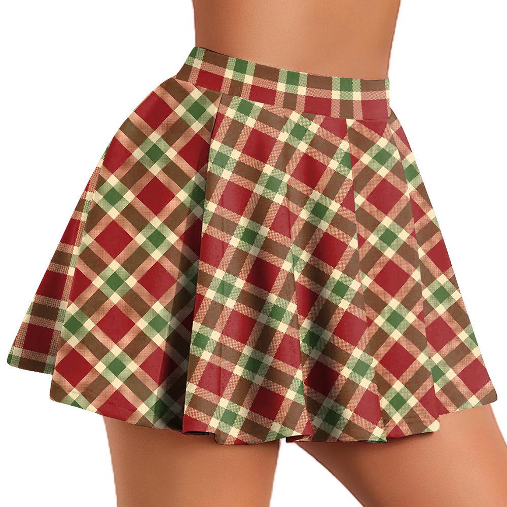 European & American Style Plaid Pleated Milk Silk Cheerleader Skirt