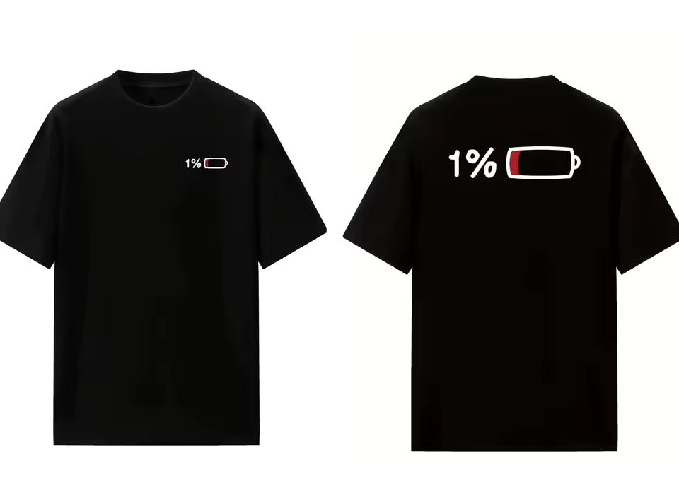 2026 Summer Casual Elegant Fashion Cotton T-Shirt for Men and Women, Featuring 1% Battery Pattern Print