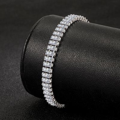 Unisex Bracelet Square Cubic Zirconia Luster Copper Anti-Friction Bangle Gift for Loved