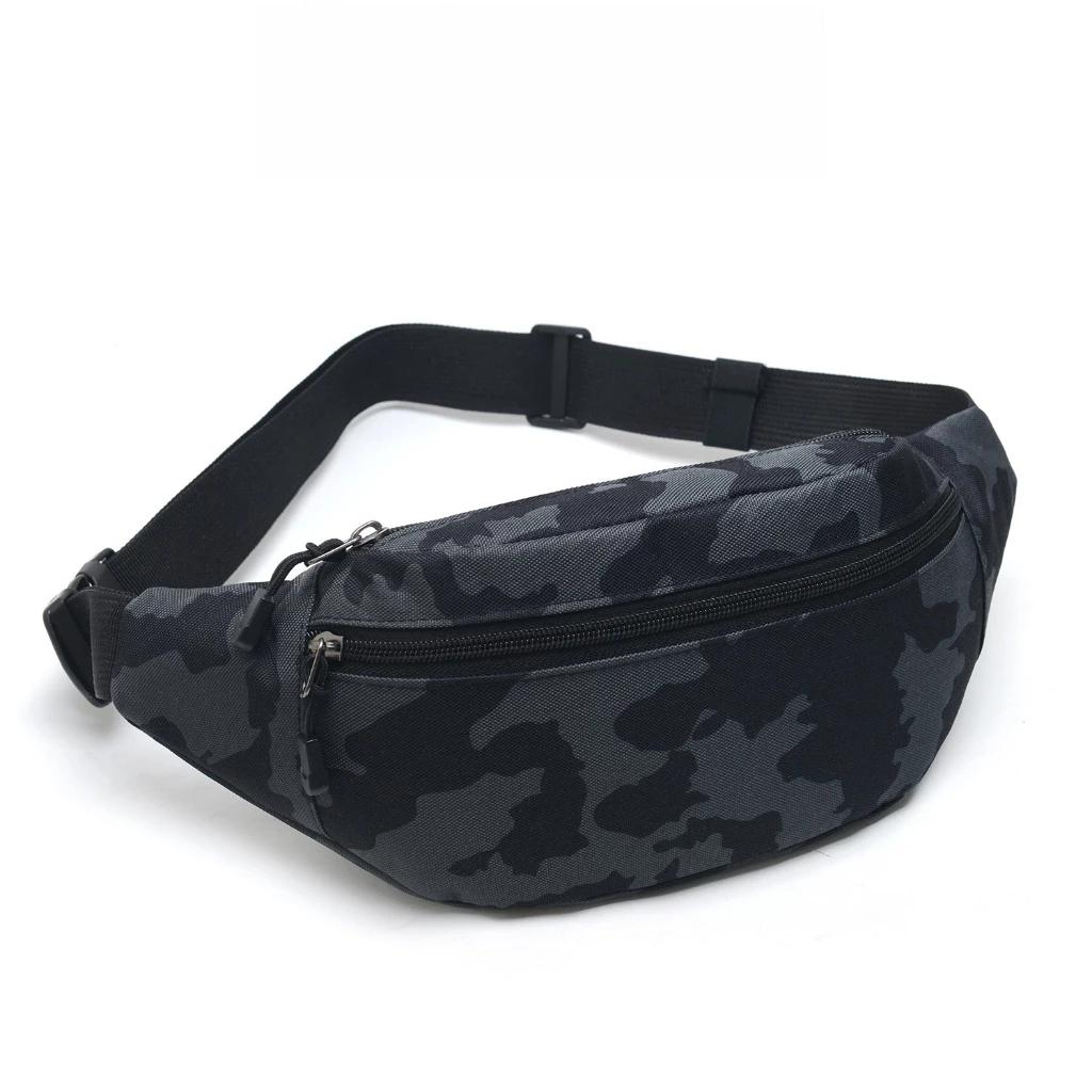 Men's Crossbody Waist Bag Multifunctional Waterproof Fitness Chest Pack with Three Pocket Nylon Fabric Chest Trendy Shoulder Bag