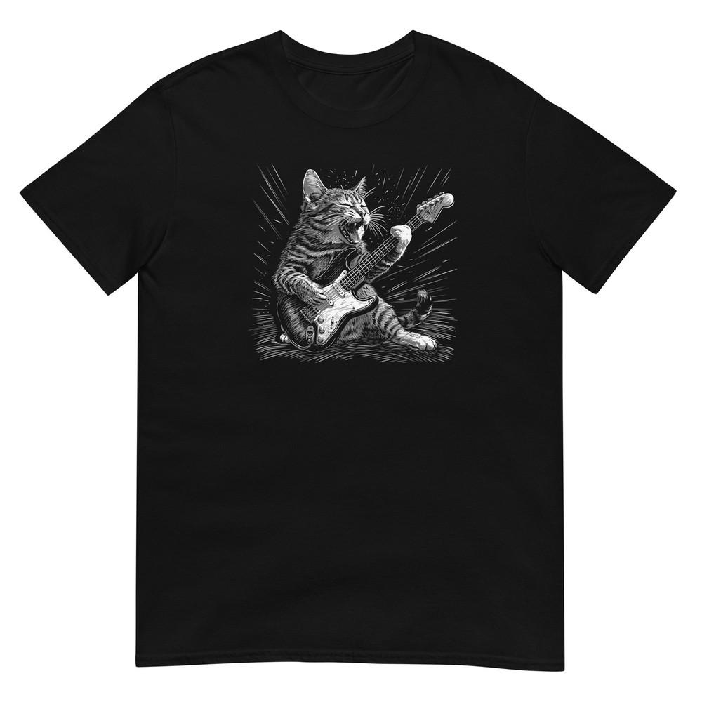 

Cat Tshirt Guitar Player Tee Kitty Cats Lover Pet TShirt Unisex Design Unisex T-Shirt M