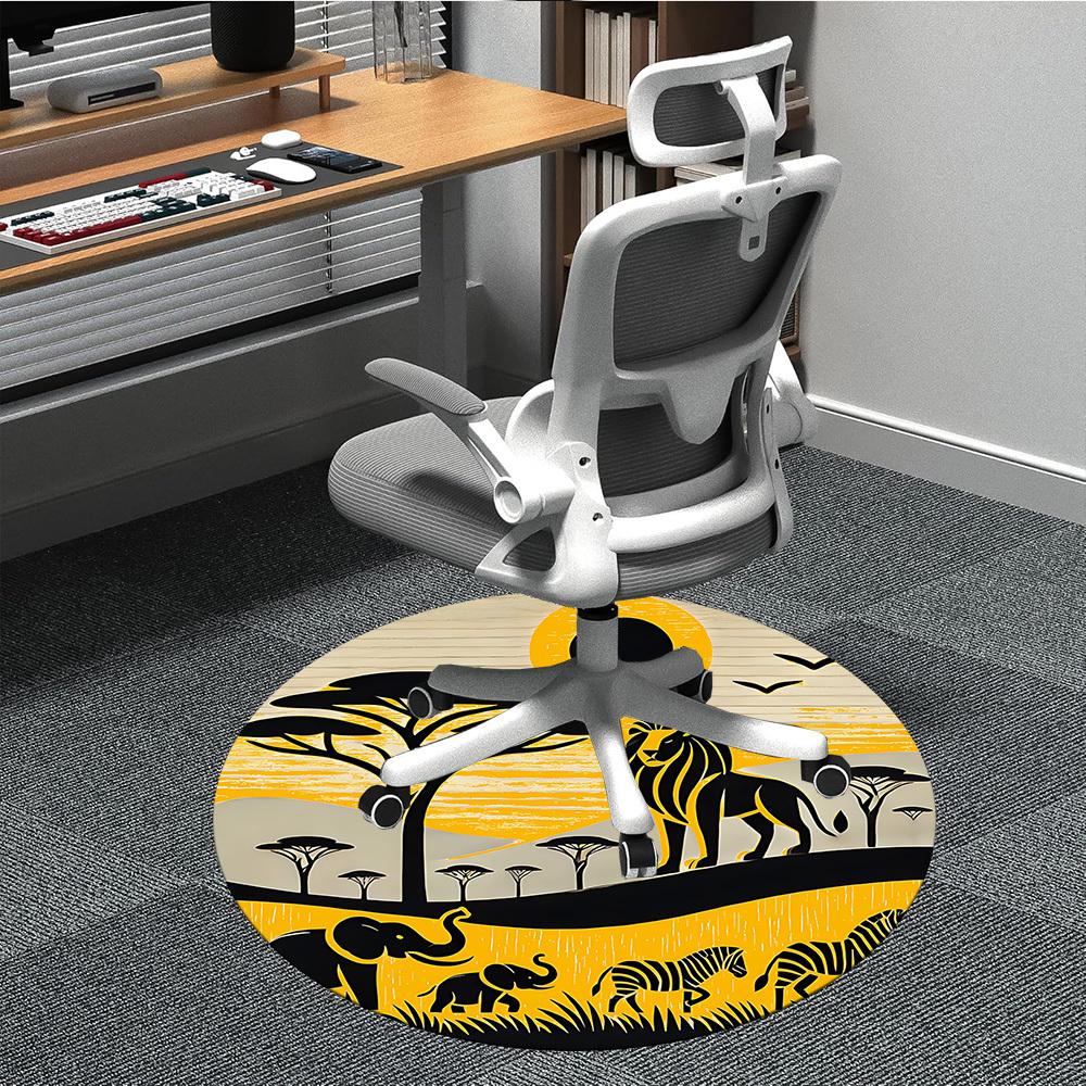 1pc African Lion Office Round Area Rug, Under Office Chairs Bedroom Living Room Home Decor, Room Deco