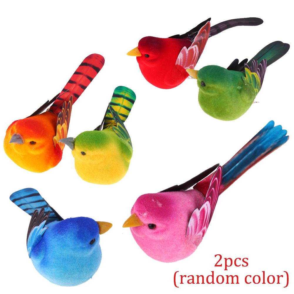 1/2pcs/Pack Cute Artificial Bird Home Table Garden Decoration Ornament Gift for Friend Cute Mini Foam Feather Bird Sparrow Tit