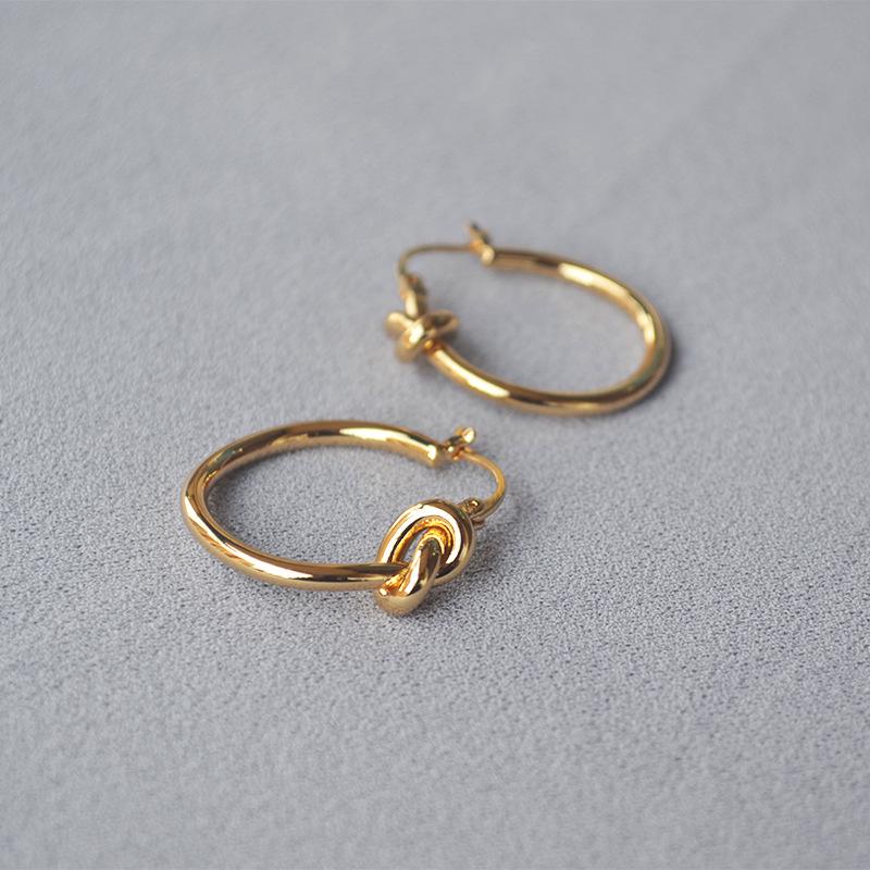 Celi Minimalist Gold-Plated Brass French Knotted Hoop Earrings for Women