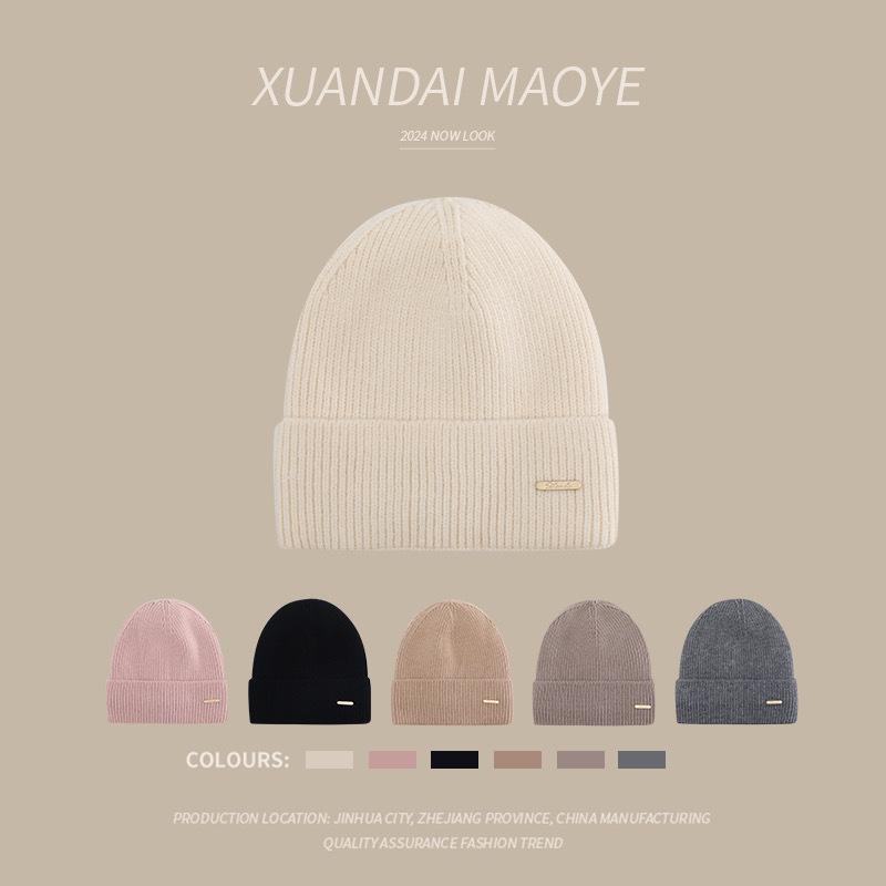Knitted Hats  Autumn and Winter Warm and Fashionable  Versatile Wool Hats  Versatile Solid Color Hats  Casual Letters  Ear Protection  Cold Hats,