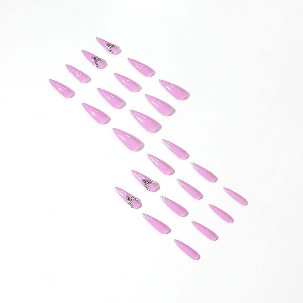 Pointed pink long ballet rhinestone nail patch wearing nail finished nail patch waterproof removable nail piece