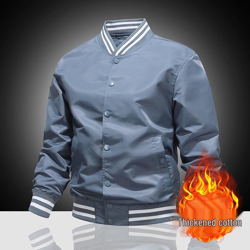 Men's Color-Blocking Baseball Pilot Jacket with Cotton Lining - Casual American-Style for Couples