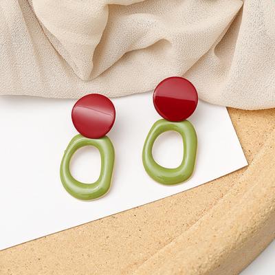 Korea Fashion Style Oil Drop Earrings for Women 2022 Trendy Mixcolor Geometrical Circle Pendant Earring Female Statement Jewelry