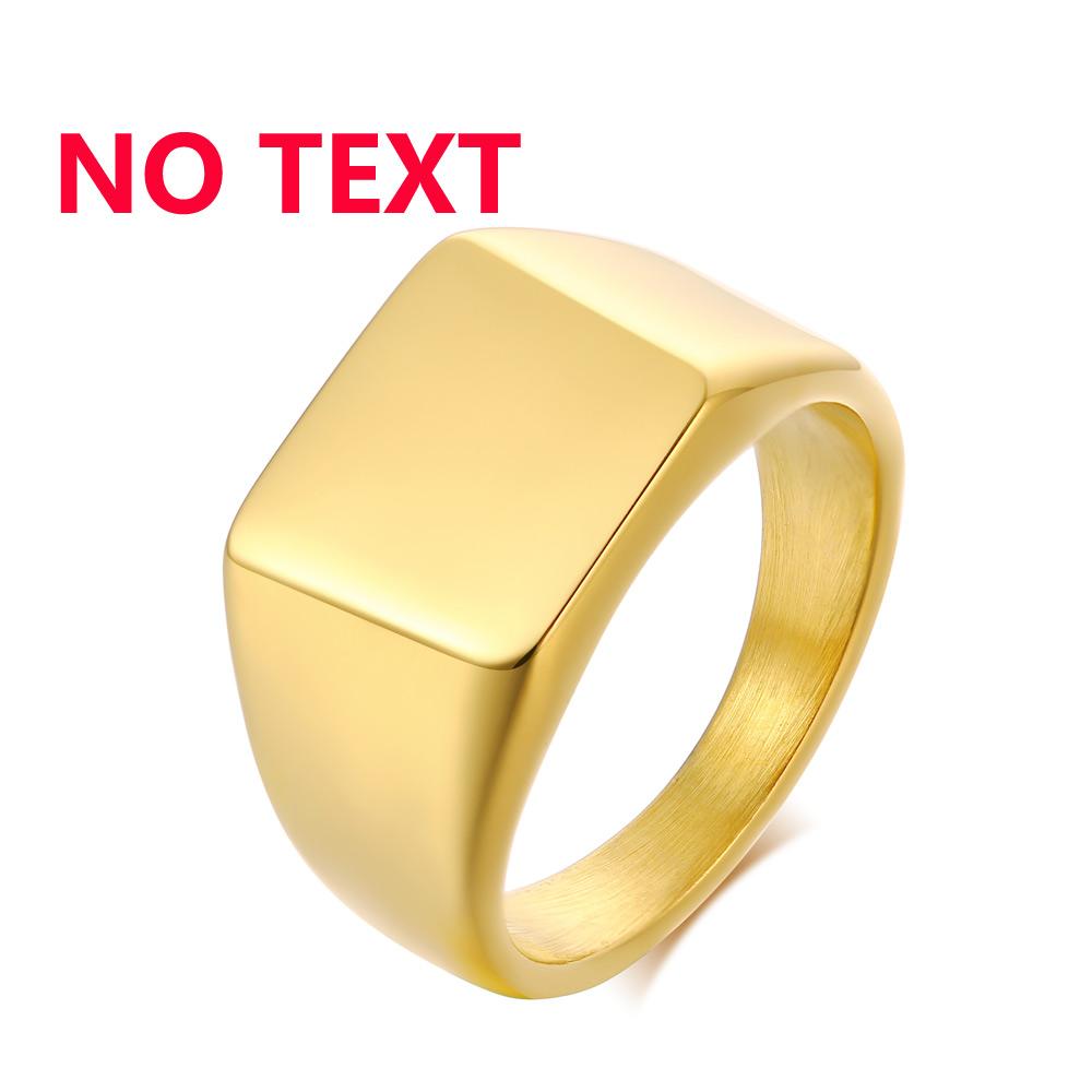 Elegant Personalized Bar Ring for Women Gold Color Stainless Steel Signet Stamp Ring Round Square Initial Custom Jewelry