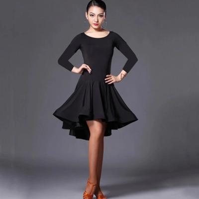 Latin Dance Skirt Woman Practice Dress Performance Red Black Rumba Cha Dresses