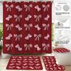 4pcs Valentine's Day Romantic Red Bow Printed Bathroom Set Waterproof Shower Curtain Floor Mat Toilet Mat U-Shaped Mat