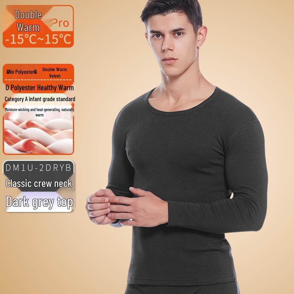 Men's Seamless Polyester Base Layer: No-Pill V-Neck, Round Neck, Mid-High Neck, Warm Autumn Top & Pants