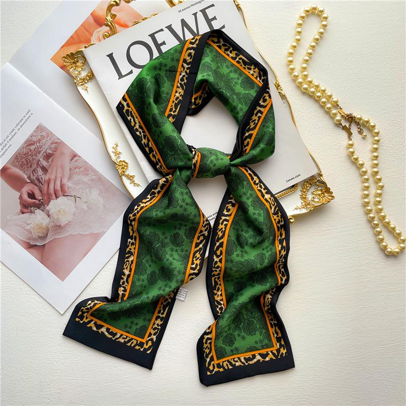 Women Luxury Design Print Silk Ribbon Female Foulard Floral Headband Neck Tie Bag Suit Scarf Hair Band Kerchief Neckerchief