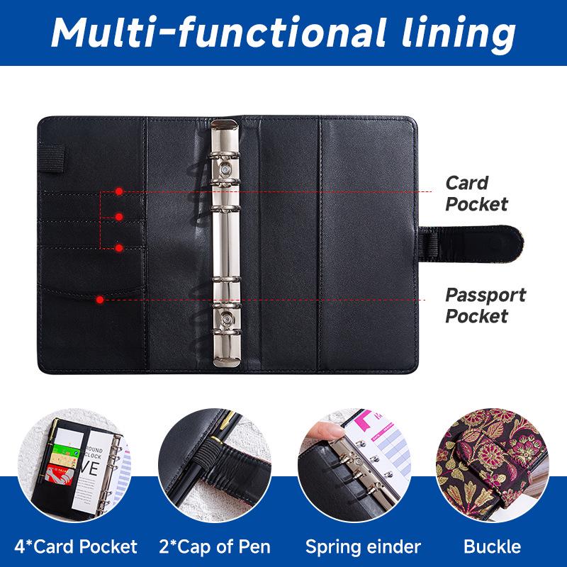 Creative A6 Loose-leaf Notebook with Zipper Bag - Macaron Floral Cash Budget Planner