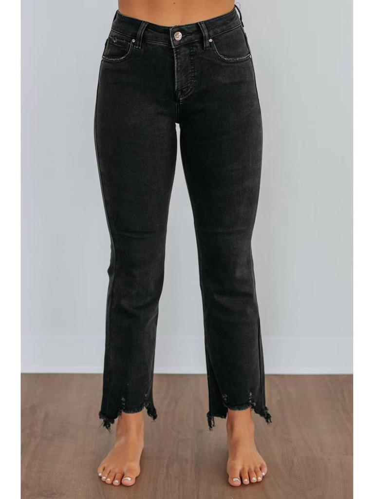 2025 Sommer High Waist Schlankmachende Lässige Denim Cropped Hose