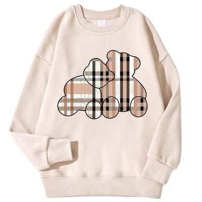Sweat-shirts décontractés pour femmes avec impression d'ours en peluche, à capuche, confortables, doux, pull, mode, col rond, amples, sweat-shirt à col rond pour femmes