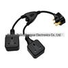 0.34m UK 1-to-2 Plug-In 3-Core Extension Cord - Main: 2x1.5mm², Branch: 2x1.0mm².