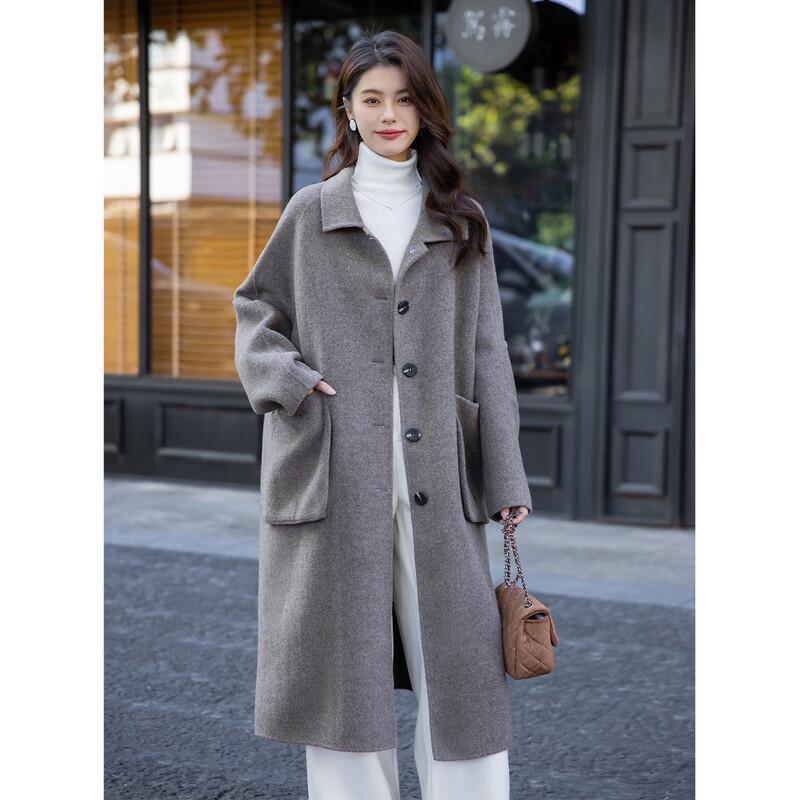 Mocana Women's Elegant Long Wool Blend Coat