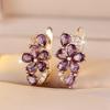 Exquisite Blue Green Purple Pink Zircon Flowers Drop Earrings for Women Gold Color Wedding Party Jewelry Gift