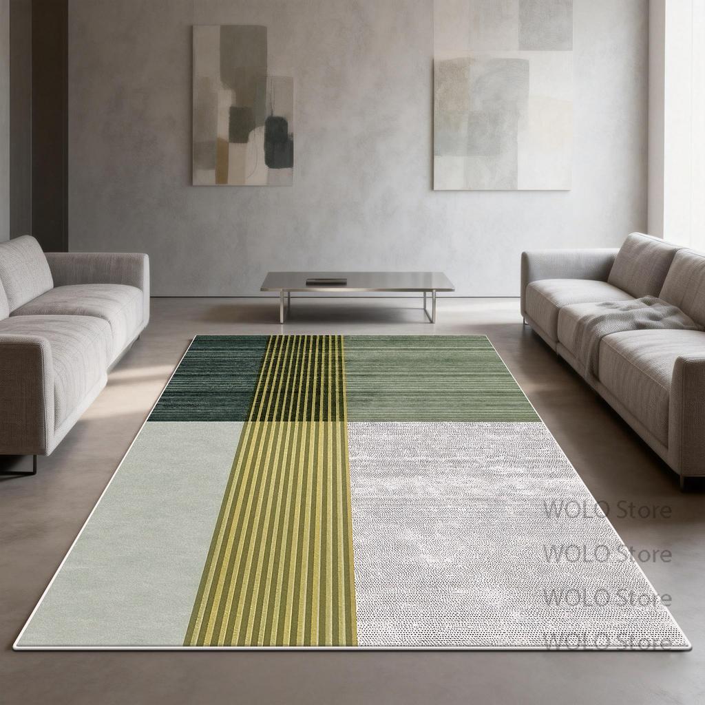 Modern Green Rugs Geometric Living Room Decoration Luxury Bedroom Customizable Carpet Washable Antiskid Study Floor Mat Lounge