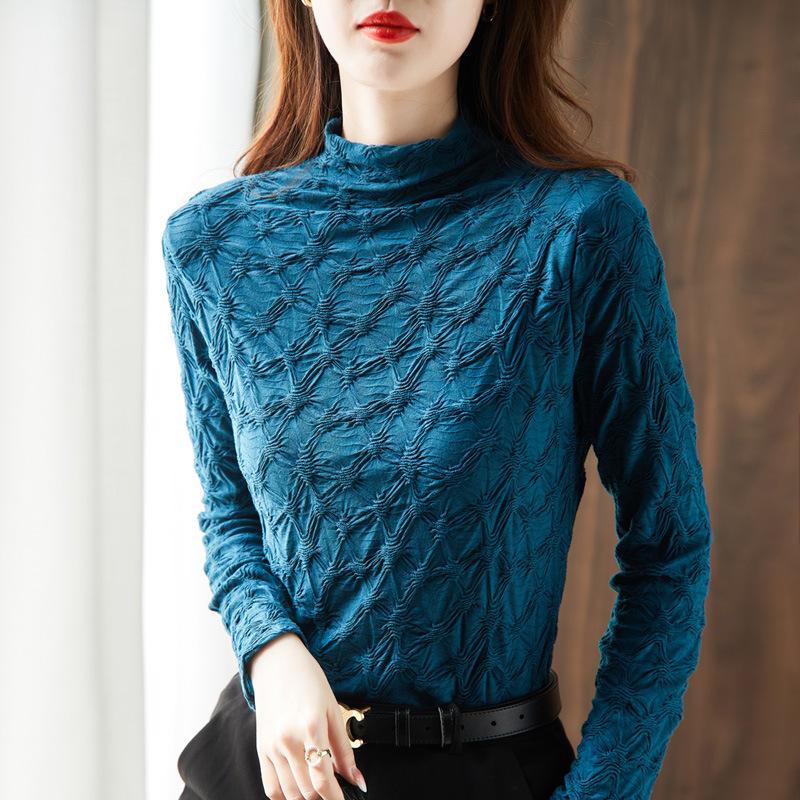 Lace Base Shirt for Women In Spring, Autumn and Winter New Half-turtleneck Fashionable Versatile Shirt Underwear