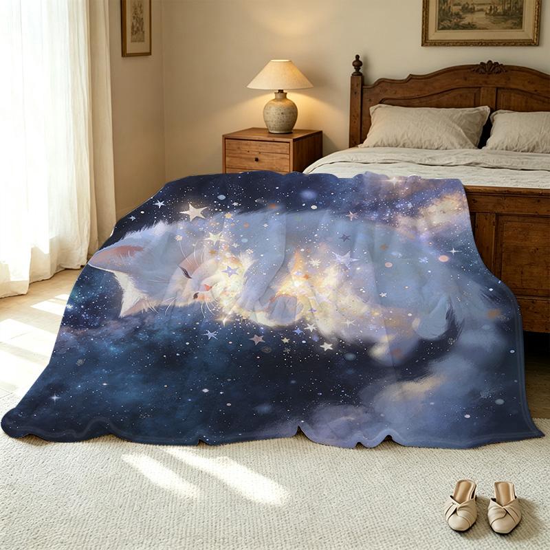 Dreamy Cat Series Flannel Blanket Thick, Warm, Soft & Breathable. Great for Home Bedroom, Guest Room, Ideal for Christmas & Halloween.