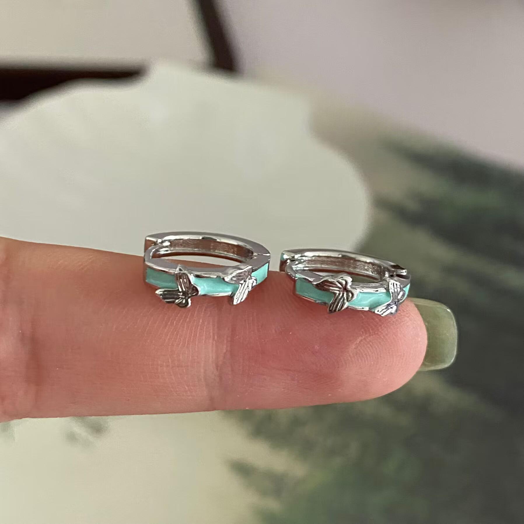 Forest-Inspired Green Drip Glaze Butterfly Ear Studs for Women – Elegant, Exquisite, High-End Earrings and Accessories
