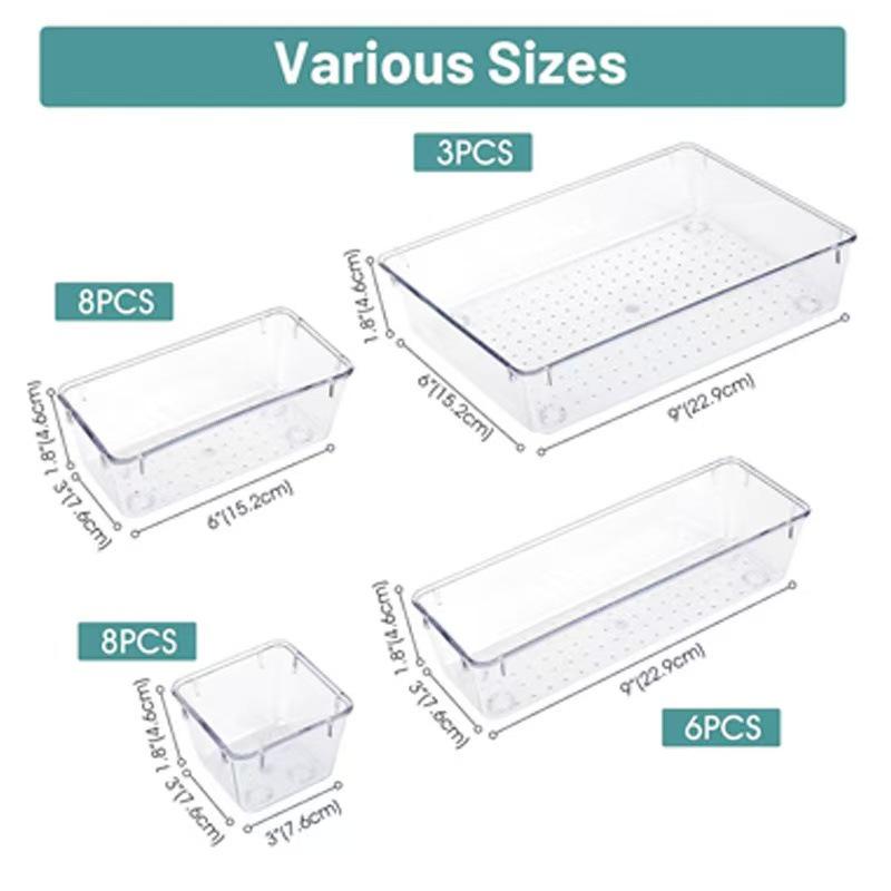 Acrylic Shelf Set with Cosmetic Organizer and Dorm Drawer Divider