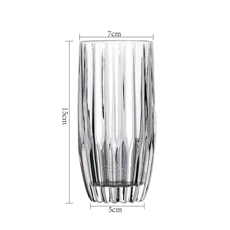 Vintage Vertical Striped Glass Cup Korean Style Transparent Iced American Coffee Cup Whiskey Glass Cocktail Glasses Beverage Mug