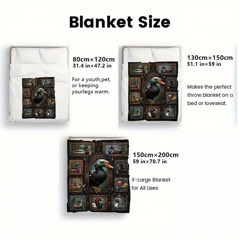 Duck Portrait Gallery 2D Flat Pattern Flannel Blanket, High Quality All Seasons, Home Decor, Warmth and Comfort, Perfect for Christmas Gifts.