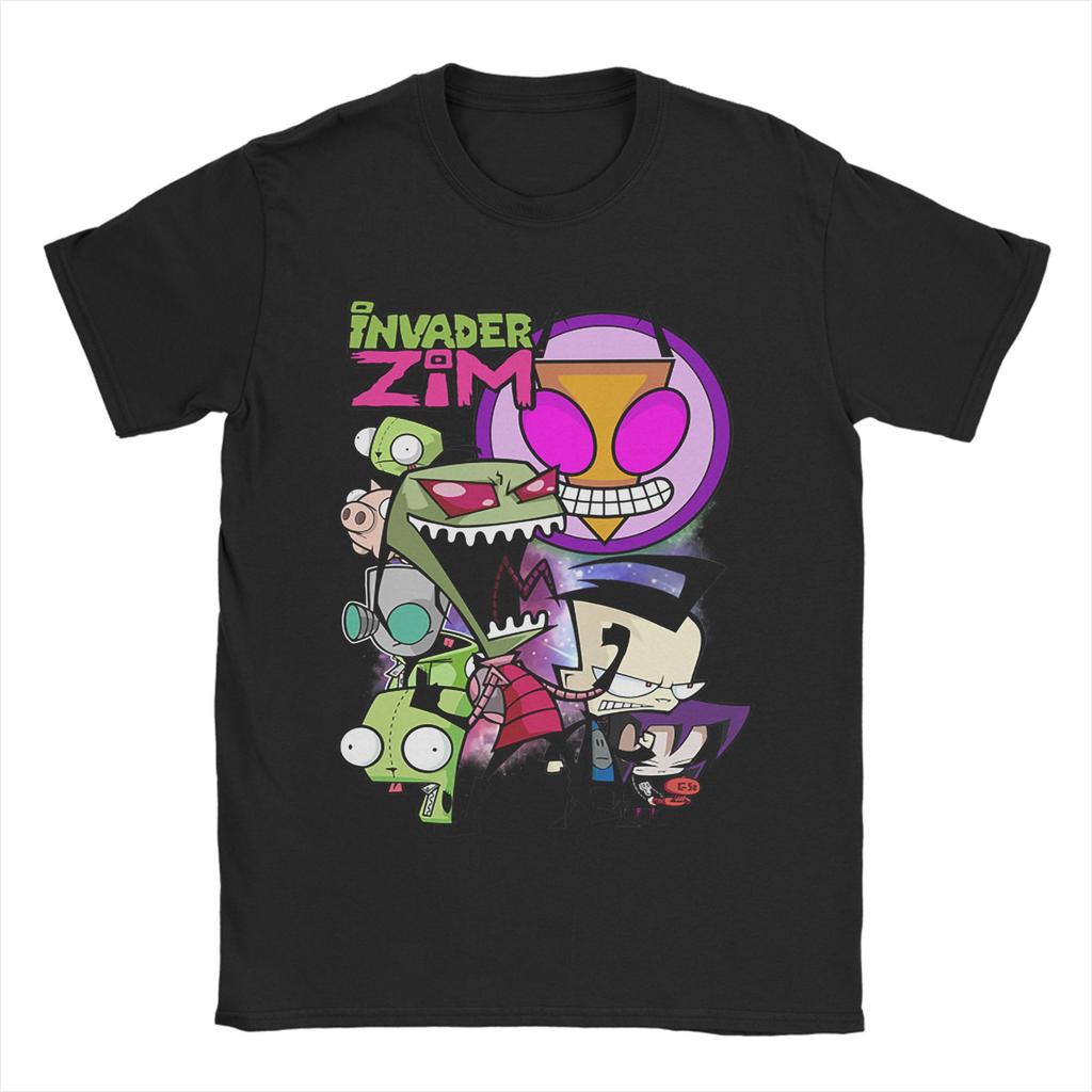 Funny Invaders Zims GIR T Shirt Men's Cotton Short Sleeve Crewneck Summer Clothes