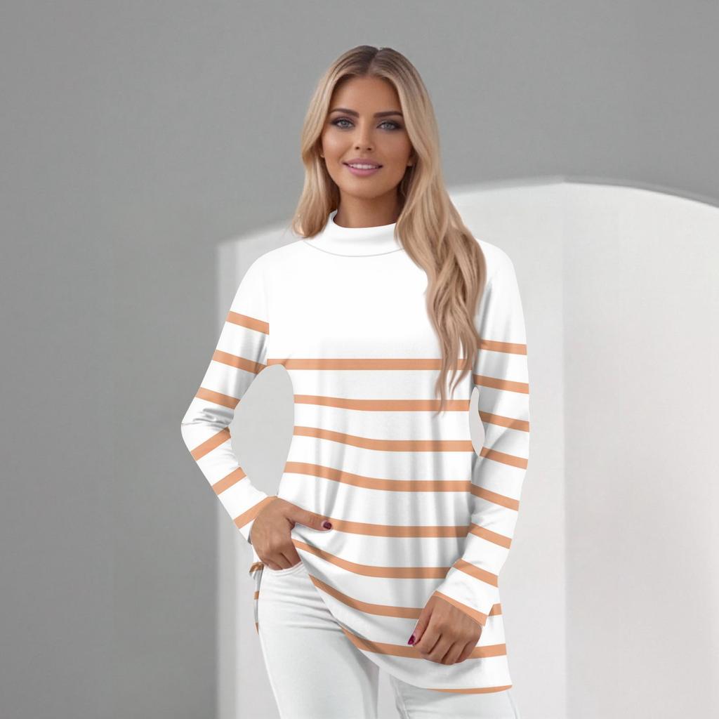 Women's Daily Casual Long Sleeve Mid Collar Top