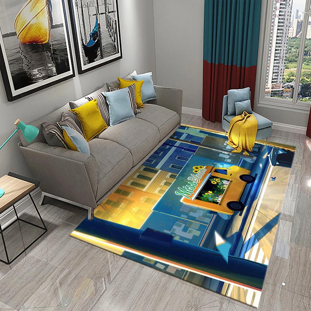 Kids Cartoon Carpet Colorful Graffiti Rug Teens Street Hip Hop Rectangle Area Rugs Bedroom Mats Flat Mat Living Room Door Mat