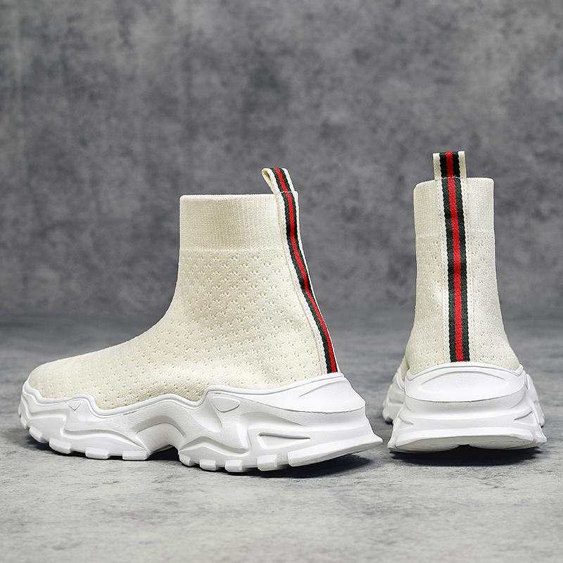 Socken und Schuhe Herren Fly-Woven Mesh Herrenschuhe High-Top Lazy One-Pedal Casual Einzelschuhe Übergröße Sport Herrenschuhe