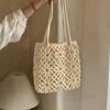 2026 New Bohemian Crochet Flower Retro Tote Bag Handmade Hollow Out Knitted Shoulder Bag Summer Beach Vacation Handbag for Women