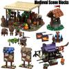 MOC Medieval Street View Scene Building Blocks Castle Bedroom Crossbow Siege Hammer Bulletin Board Sign Laboratory Bricks Gifts